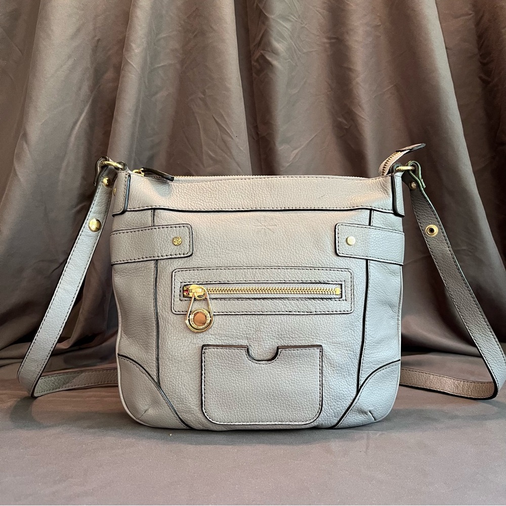 Isaac Mizrahi Gray Crossbody Bag with Gold Accents